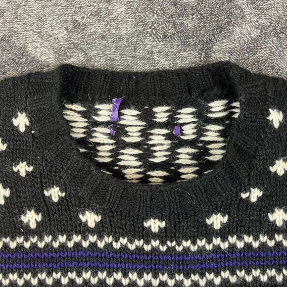 Ralph Lauren Purple Label Hand Knit Cashmere Fair Isle Black Purple NWOT M *Read - Picture 3 of 9